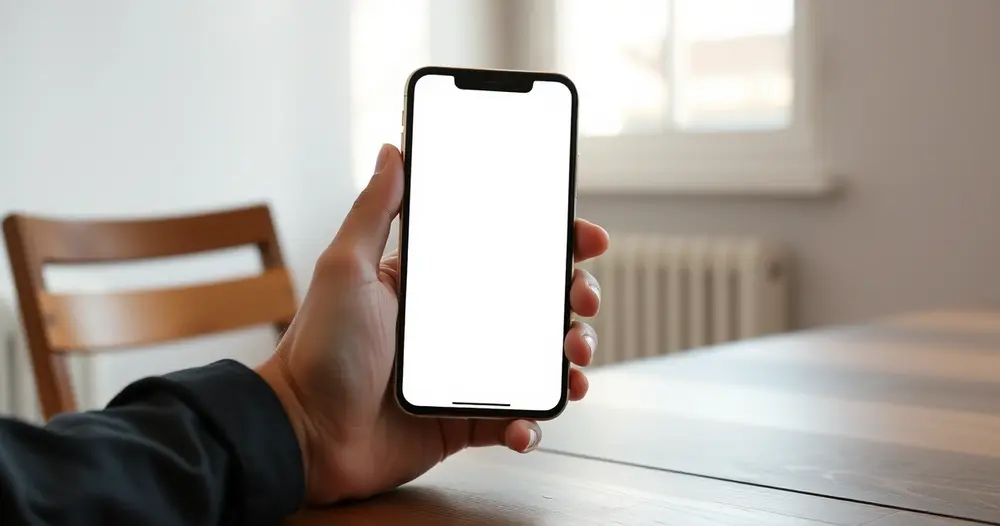 Celular sobre mesa de madeira com a tela de um aplicativo de consulta aberta