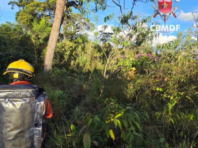 Bombeiros resgatam homem com fraturas em área rural de Brazlândia
